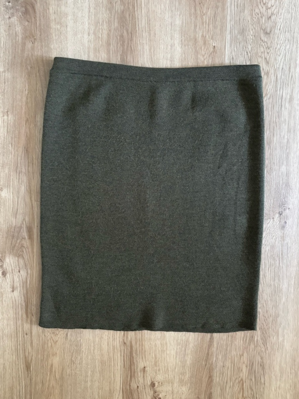 Eileen Fisher Knit Pencil Skirt Olive Green Merino Wool Women’s Medium